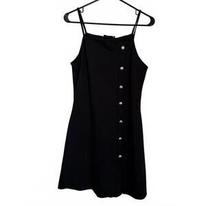 NEW 21 Saint Mini Dress Size Medium Black Gold Buttons Sleeveless